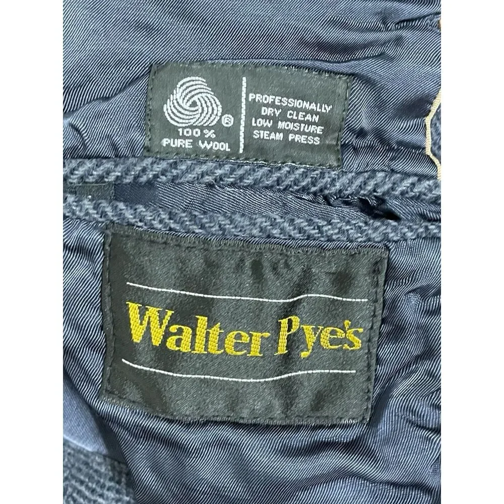 Walter Pye’s 100% Wool Blazer Herringbone Blue Vintage Size 38R